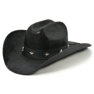 Fluffy Sense Straw Cattleman Crease Western Hats for Cowboys and Cowgirls with Shapeable Large Brim, Black
