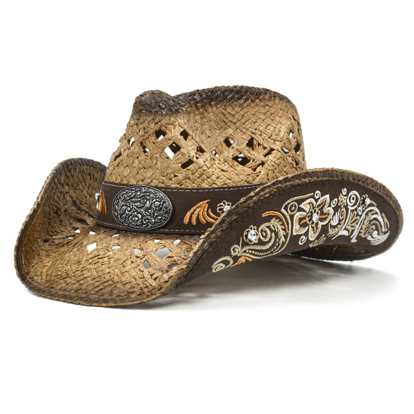 Cowboy Hats for Women and Men Straw Western Hat Embroidered  display picture 3