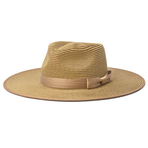 Unisex Wide Brim Sun Hat Straw Panama Rancher Fedora Hat for Men Beach Hat for Women (Brown)