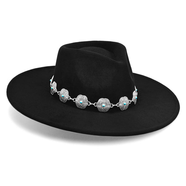 Felt Boho Cowgirl Hat  Black or Green Size 7 to 7 1/8 Fedora Ranchwear Brand New 3_047f37cd-ce89-4ca2-bbfc-  main image 4