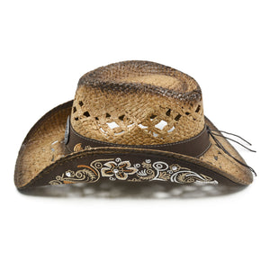 Cowboy Hats for Women and Men Straw Western Hat Embroidered Cowboy Hat for Cowboys and Cowgirls (Brunette)