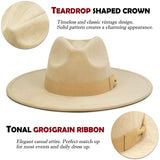 FLUFFY SENSE. Big Wide Brim Fedora Hat for Women - Nashville Outfits Western Hats Women's Felt Panama Rancher Hat (Khaki)