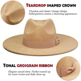 FLUFFY SENSE. Big Wide Brim Fedora Hat for Women - Nashville Outfits Western Hats Women's Felt Panama Rancher Hat (Mocha)