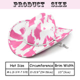 Fluffy Sense Cow Print Rhinestone Cowboy Cowgirl Hat Western Felt Disco Bachelorette Party Hat with Bling Chin Strap, Hot Pink Cow Print