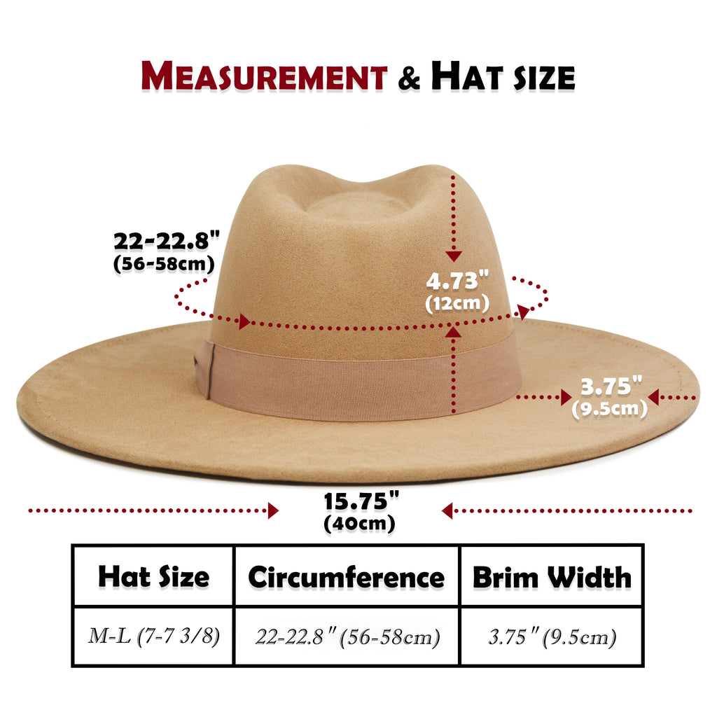 FLUFFY SENSE. Big Wide Brim Fedora Hat for Women - Nashville Outfits Western Hats Women's Felt Panama Rancher Hat (Mocha)
