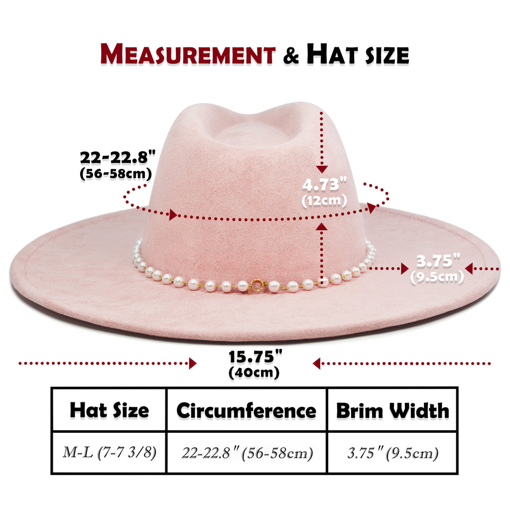 FLUFFY SENSE. Big Wide Brim Fedora Hat for Women - Nashville Outfits Western Hats Women's Felt Panama Rancher Hat (Rose Pink)
