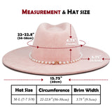 FLUFFY SENSE. Big Wide Brim Fedora Hat for Women - Nashville Outfits Western Hats Women's Felt Panama Rancher Hat (Rose Pink)