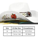 FLUFFY SENSE. Cowboy Hats for Women and Men Straw Western Hat Embroidered Cowboy Hat for Cowboys and Cowgirls (White)