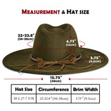 FLUFFY SENSE. Big Wide Brim Fedora Hat for Women - Nashville Outfits Western Hats Women's Felt Panama Rancher Hat (Olive Green)