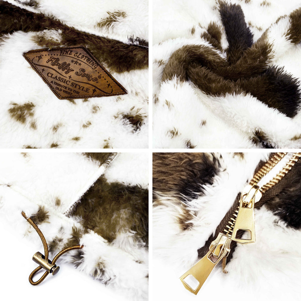 Women's Fuzzy Cow Print Vest Cozy Lightweight Sherpa Fleece Vest for Women Sleeveless Outerwear Jacket with Pockets