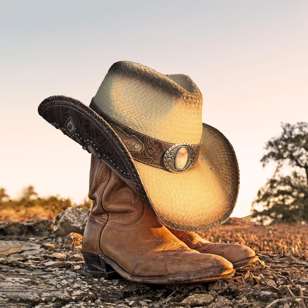 Cowboy Hats for Women and Men Straw Western Hat Embroidered Cowboy Hat for Cowboys and Cowgirls (Tan)