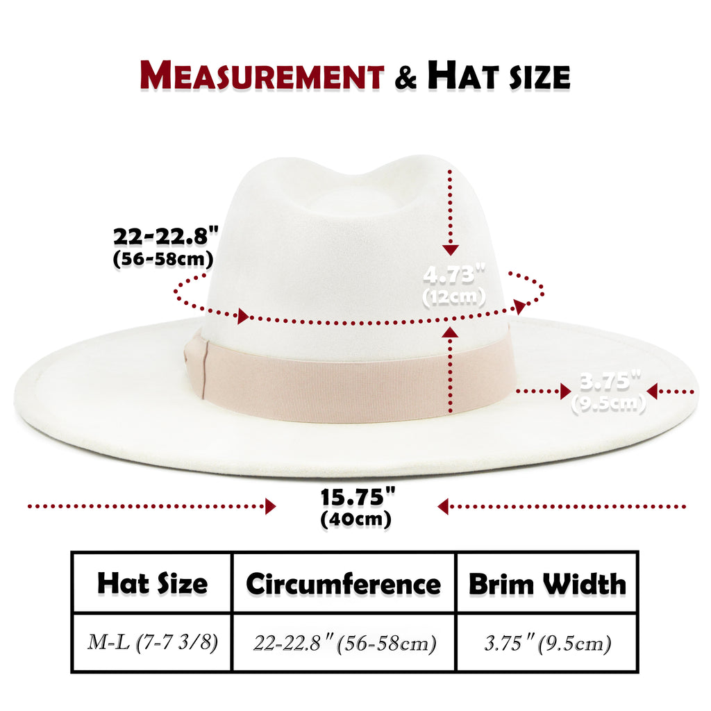 FLUFFY SENSE. Big Wide Brim Fedora Hat for Women - Nashville Outfits Western Hats Women's Felt Panama Rancher Hat (Ivory)