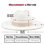 FLUFFY SENSE. Big Wide Brim Fedora Hat for Women - Nashville Outfits Western Hats Women's Felt Panama Rancher Hat (Ivory)