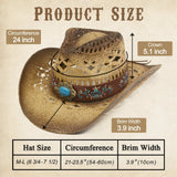 Fluffy Sense Coastal Cowgirl Hat Straw Cowboy Hat Western Beach Sun Hat for Women and Men with Shapeable Brim (Pecan Brown)