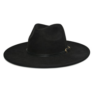 FLUFFY SENSE. Big Wide Brim Fedora Hat for Women - Nashville Outfits Western Hats Women's Felt Panama Rancher Hat (Vintage Black)