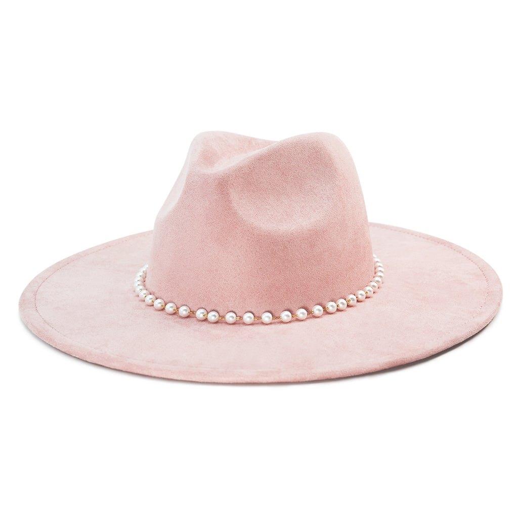FLUFFY SENSE. Big Wide Brim Fedora Hat for Women - Nashville Outfits Western Hats Women's Felt Panama Rancher Hat (Rose Pink)