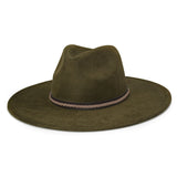 FLUFFY SENSE. Big Wide Brim Fedora Hat for Women - Nashville Outfits Western Hats Women's Felt Panama Rancher Hat (Olive Green)