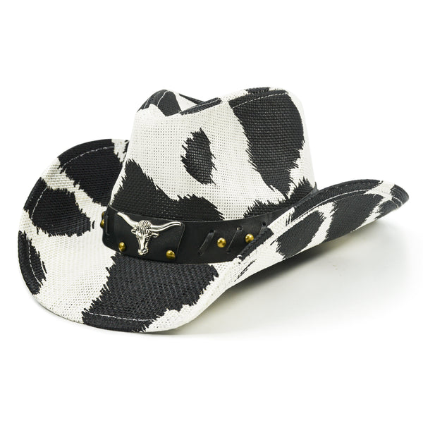 Unique Gorgeous Western Style Black White Cowboy Animal Print Hat NWT Amazon.com: Zodaca Cow Print Cowboy Hat - Adult Size 14.25 x  main image 4