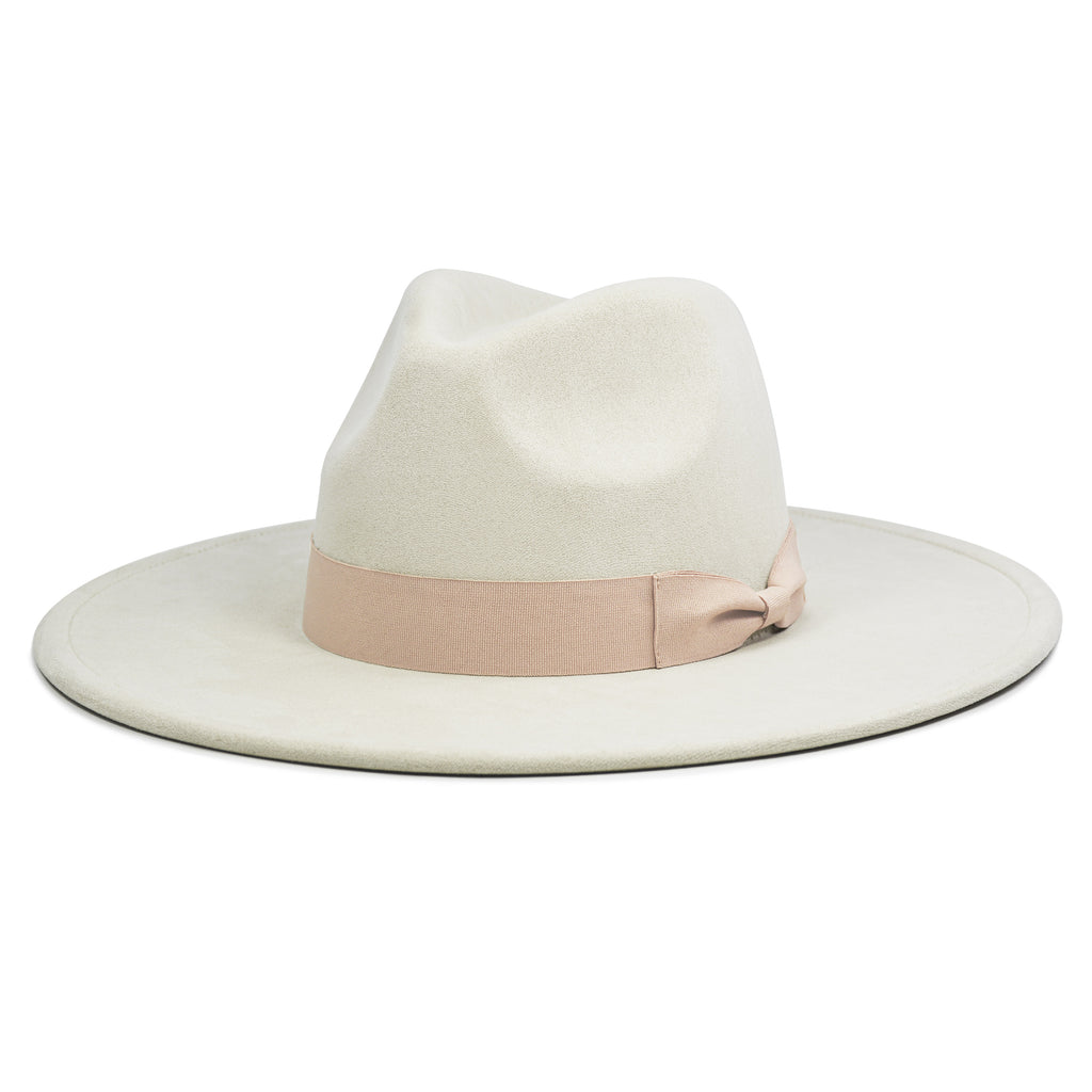 FLUFFY SENSE. Big Wide Brim Fedora Hat for Women - Nashville Outfits Western Hats Women's Felt Panama Rancher Hat (Ivory)