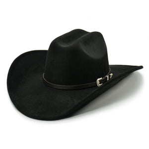 Fluffy Sense Felt Cattleman Crease Western Hats for Cowboys and Cowgirls with Shapeable Wide Brim, Raven Black