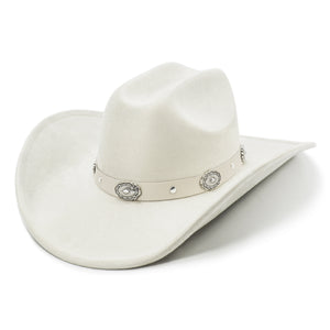 Fluffy Sense Felt Cattleman Crease Western Hats for Cowboys and Cowgirls with Shapeable Wide Brim, Ivory White