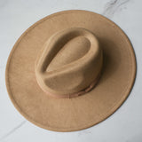 FLUFFY SENSE. Big Wide Brim Fedora Hat for Women - Nashville Outfits Western Hats Women's Felt Panama Rancher Hat (Mocha)