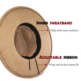 FLUFFY SENSE. Big Wide Brim Fedora Hat for Women - Nashville Outfits Western Hats Women's Felt Panama Rancher Hat (Mocha)