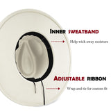 FLUFFY SENSE. Big Wide Brim Fedora Hat for Women - Nashville Outfits Western Hats Women's Felt Panama Rancher Hat (Ivory)