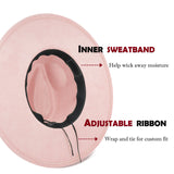 FLUFFY SENSE. Big Wide Brim Fedora Hat for Women - Nashville Outfits Western Hats Women's Felt Panama Rancher Hat (Rose Pink)