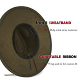 FLUFFY SENSE. Big Wide Brim Fedora Hat for Women - Nashville Outfits Western Hats Women's Felt Panama Rancher Hat (Olive Green)