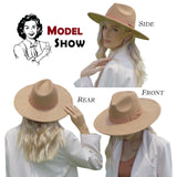 FLUFFY SENSE. Big Wide Brim Fedora Hat for Women - Nashville Outfits Western Hats Women's Felt Panama Rancher Hat (Mocha)