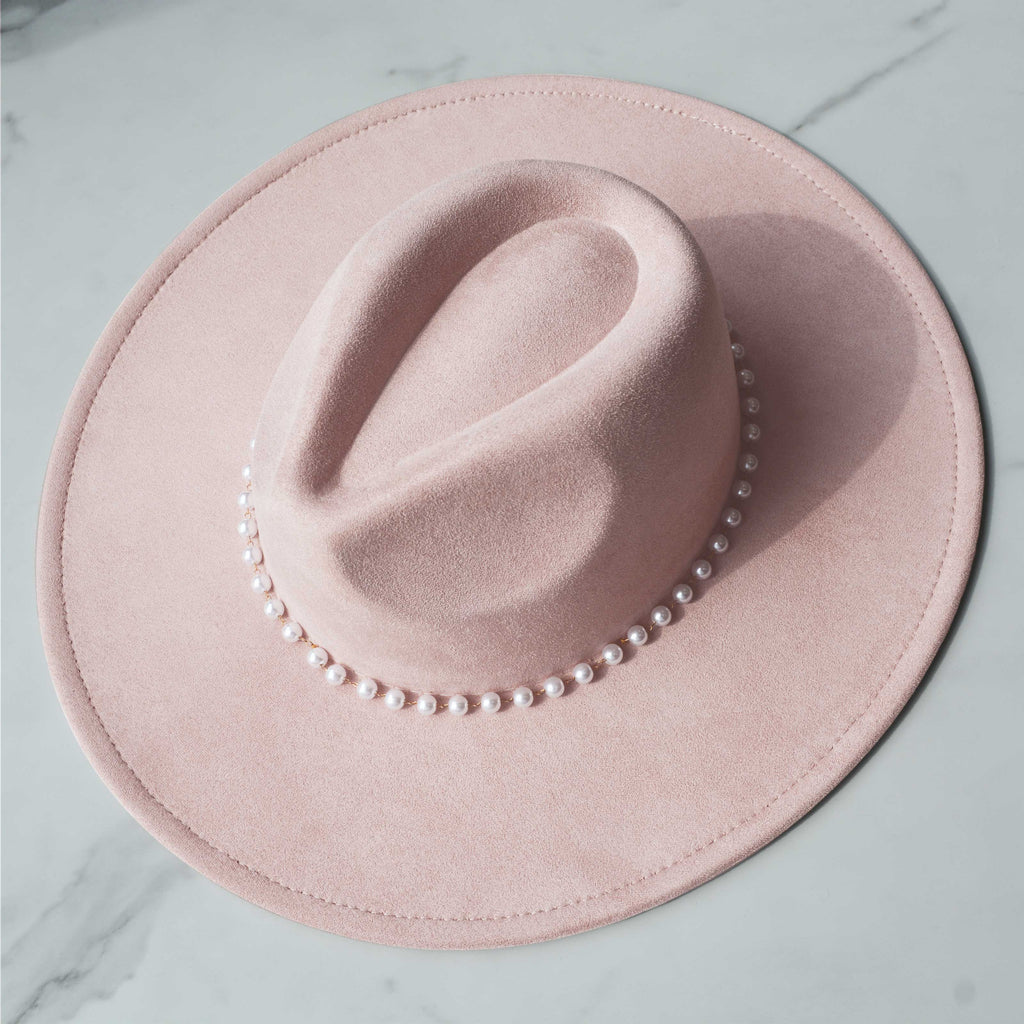 FLUFFY SENSE. Big Wide Brim Fedora Hat for Women - Nashville Outfits Western Hats Women's Felt Panama Rancher Hat (Rose Pink)