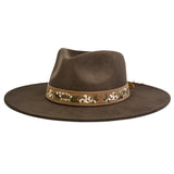 Big Wide Brim Felt Rancher Fedora Hat for Women and Men - Boho Western Hat with 4 inches Flat Brim ( Chocolate Brown)