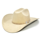 Fluffy Sense Felt Cattleman Crease Western Hats for Cowboys and Cowgirls with Shapeable Wide Brim, Buckskin Tan