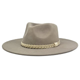 Big Wide Brim Felt Rancher Fedora Hat for Women and Men - Boho Western Hat with 4 inches Flat Brim (Stone Gray)