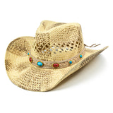 Fluffy Sense Coastal Cowgirl Hat Straw Cowboy Hat Western Beach Sun Hat for Women and Men with Shapeable Brim (Sunkissed Blonde)