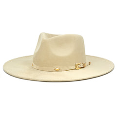 3942 Cowboy Hats For Men Women Wide Brim Cowgirl Fedora Hat D-beige Gossifan Western Cowboy & Cowgirl Hat Felt Wide Brim Fedora  main image 3
