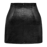 Women's Leather Mini Skirt Stretchy High Waisted Zipper Slit Faux Pleather Bodycon Short Pencil Skirt