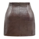 Women's Leather Mini Skirt Stretchy High Waisted Zipper Slit Faux Pleather Bodycon Short Pencil Skirt