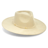 Big Wide Brim Felt Rancher Fedora Hat for Women and Men - Boho Western Hat with 4 inches Flat Brim (Cream Beige)