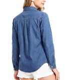 Womens Denim Shirt Long Sleeve Embroidered Button Down Jean Shirt Casual Western Top Cowgirl Outfit Blouse