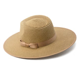 Unisex Wide Brim Sun Hat Straw Panama Rancher Fedora Hat for Men Beach Hat for Women (Brown)