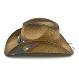 Cowboy Hats for Women and Men Straw Western Hat Embroidered Cowboy Hat for Cowboys and Cowgirls (Brown)