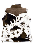 Women's Fuzzy Cow Print Vest Cozy Lightweight Sherpa Fleece Vest for Women Sleeveless Outerwear Jacket with Pockets