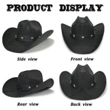 Fluffy Sense Straw Cattleman Crease Western Hats for Cowboys and Cowgirls with Shapeable Large Brim, Black