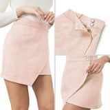 Mini Skirt for Women Elastic High Waist Bodycon Wrap Skirt Silky Smooth Stretchy Suede Skirt