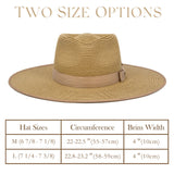 Unisex Wide Brim Sun Hat Straw Panama Rancher Fedora Hat for Men Beach Hat for Women (Brown)