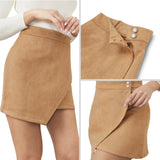 Mini Skirt for Women Elastic High Waist Bodycon Wrap Skirt Silky Smooth Stretchy Suede Skirt