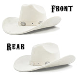 Fluffy Sense Felt Cattleman Crease Western Hats for Cowboys and Cowgirls with Shapeable Wide Brim, Ivory White