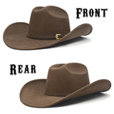 Fluffy Sense Felt Cattleman Crease Western Hats for Cowboys and Cowgirls with Shapeable Wide Brim, Saddle Brown